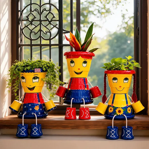 Plastic_Hand_Painted_Doll_Design_Multicolor_Pots_Set_Of_3