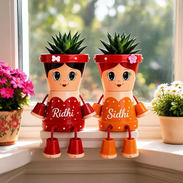 Plastic_Decorative_Doll_Shape_Multicolor_Pots_With_Stand_Set_Of_2