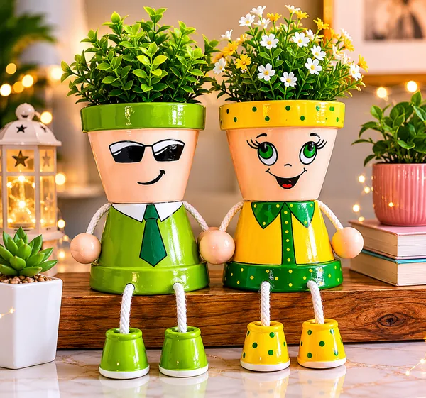 Plastic_Decorative_Polka_Dot_Character_Planters_Set_Of_2