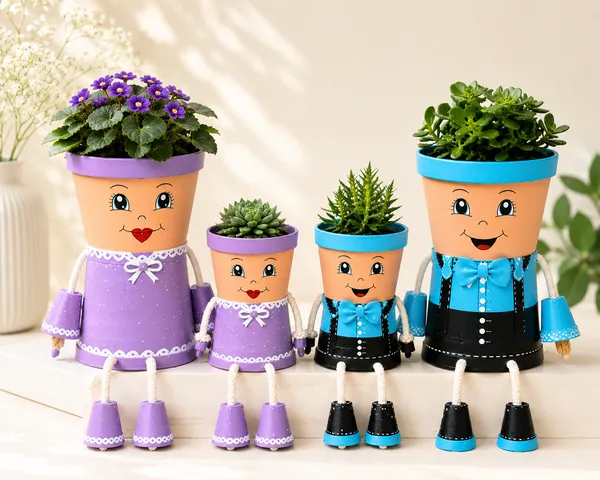 Plastic_Decorative_Painted_Character_Plant_Pots_Set_Of_4