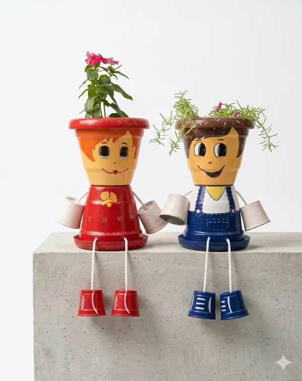 Plastic_Decorative_Painted_Figurine_Hanging_Legs_Planter_Set_Of_2