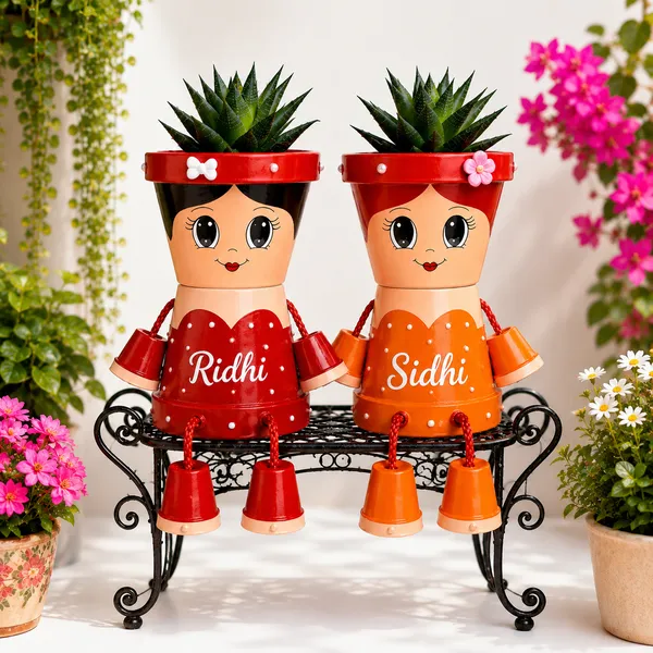 Plastic_Decorative_Doll_Shape_Multicolor_Pots_With_Stand_Set_Of_2