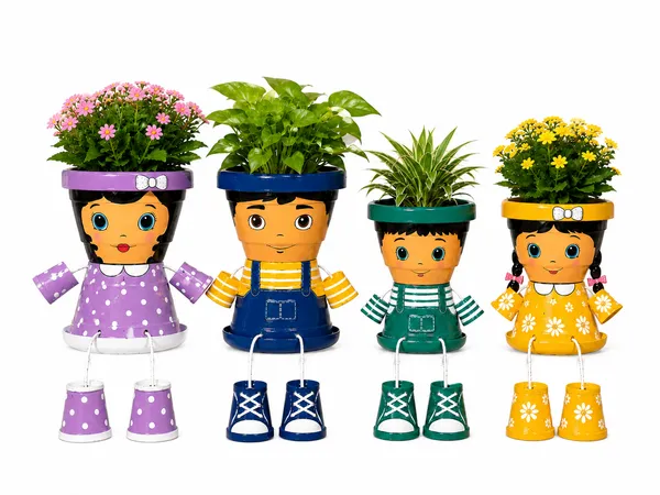 Plastic_Decorative_Doll_Shaped_Flower_Pots_Set_Of_4