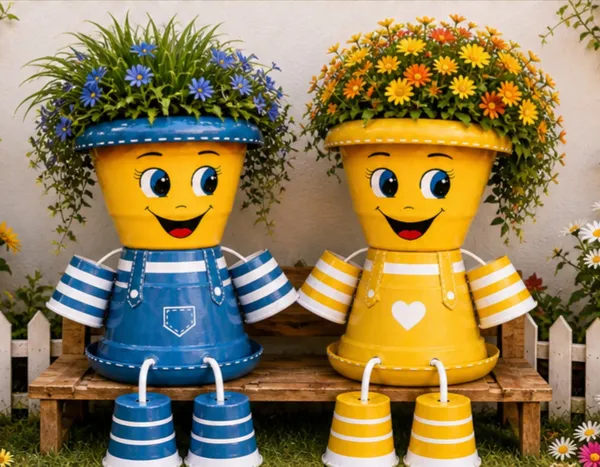 Plastic_Decorative_Floral_Character_Planters_Set_Of_2