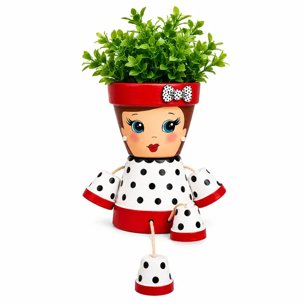 Plastic_Decorative_Polka_Dot_Doll_Shaped_Planter