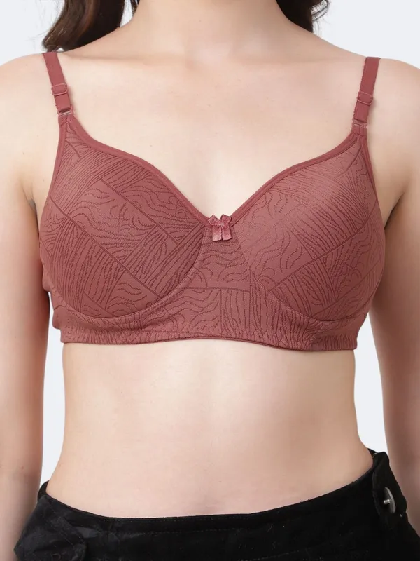 Brown_Premium_Cotton_Textured_Full_Coverage_Bow_Detail_Bra_For_Women