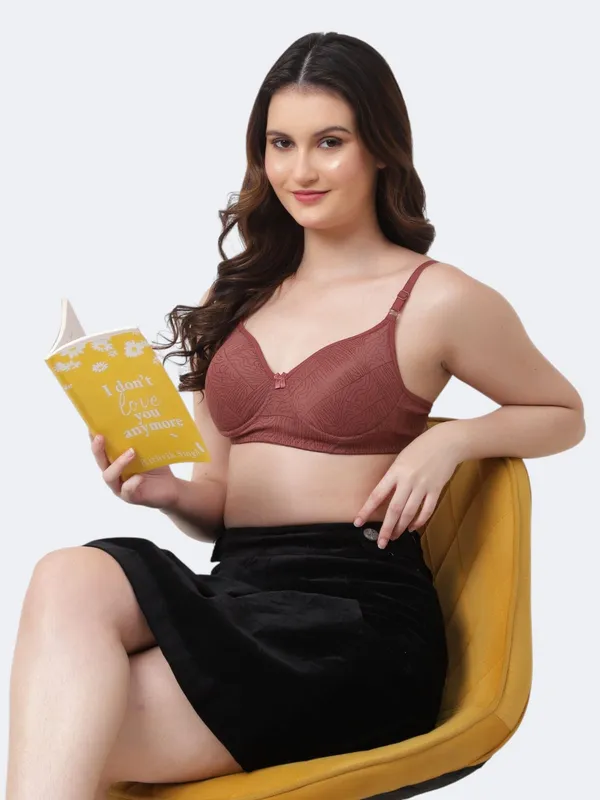 Brown_Premium_Cotton_Textured_Full_Coverage_Bow_Detail_Bra_For_Women