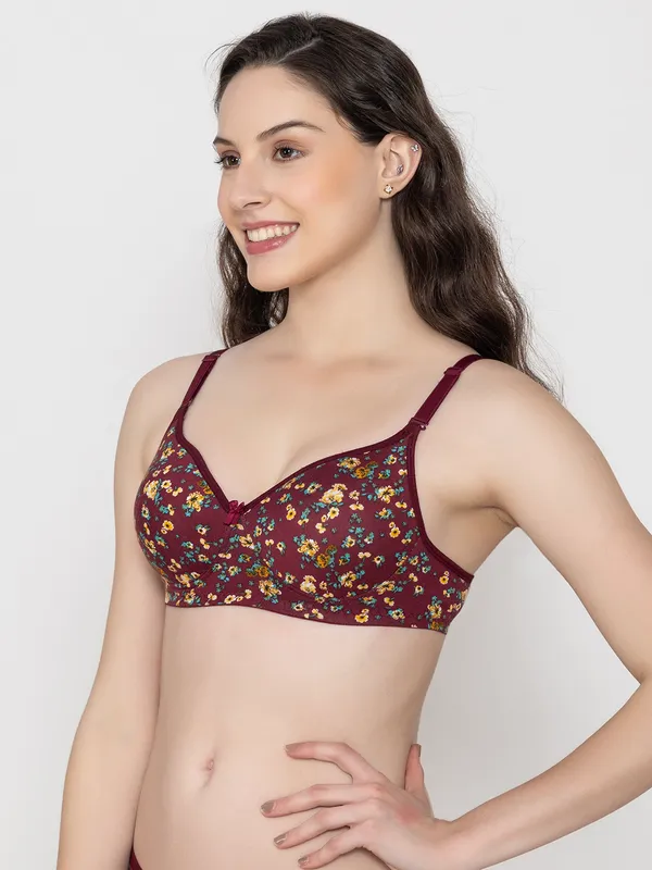 Maroon_Premium_Cotton_Floral_Print_Bra_For_Women