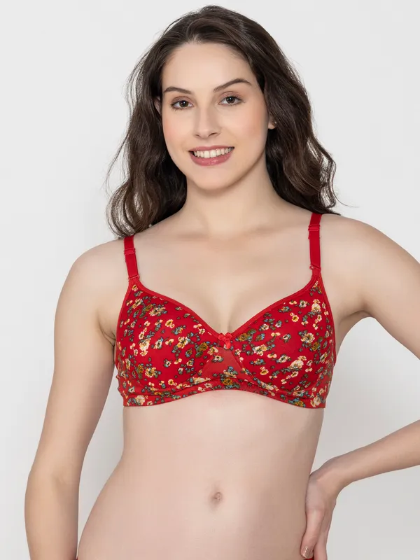 Red_Premium_Cotton_Floral_Print_Lingerie_Set_For_Women