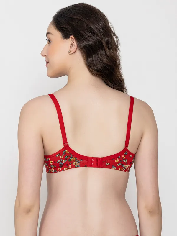 Red_Premium_Cotton_Floral_Print_Lingerie_Set_For_Women