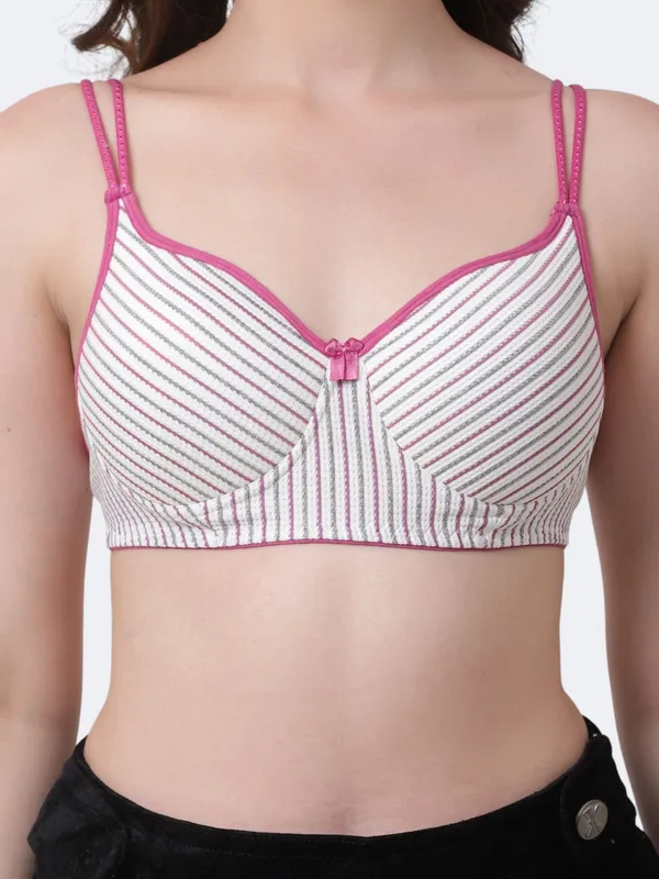 Pink_Premium_Cotton_Striped_Full_Coverage_Bra_For_Women