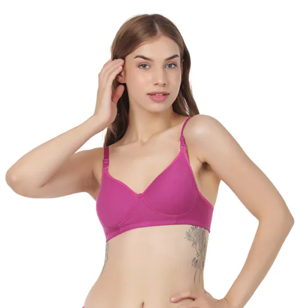Magenta_Premium_Cotton_Adjustable_Strap_Bra_For_Women