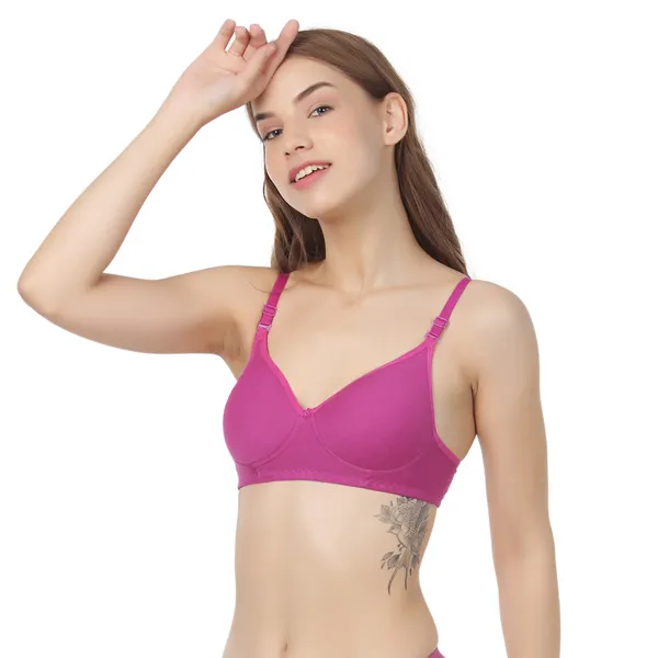 Magenta_Premium_Cotton_Adjustable_Strap_Bra_For_Women