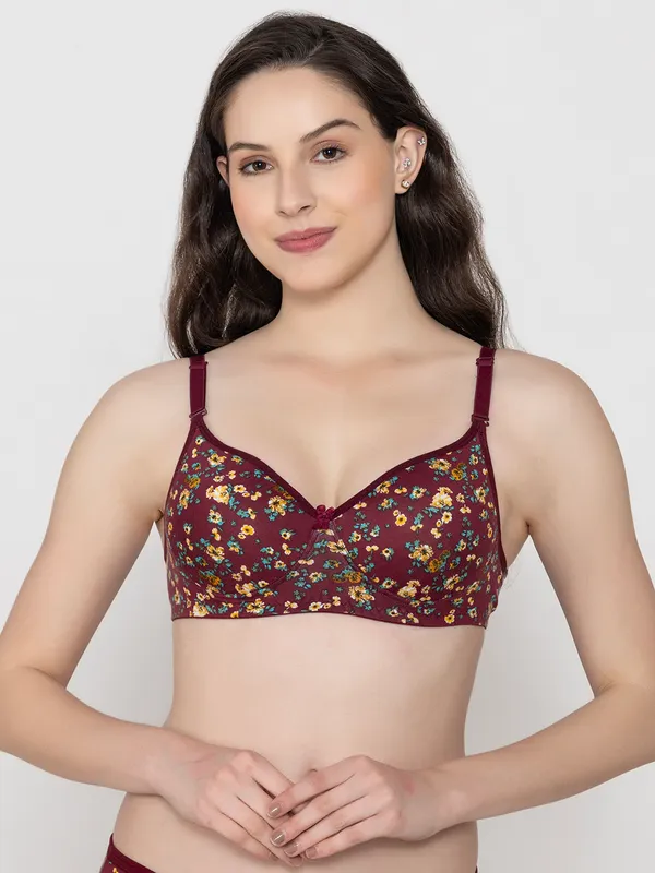 Maroon_Premium_Cotton_Floral_Print_Bra_For_Women