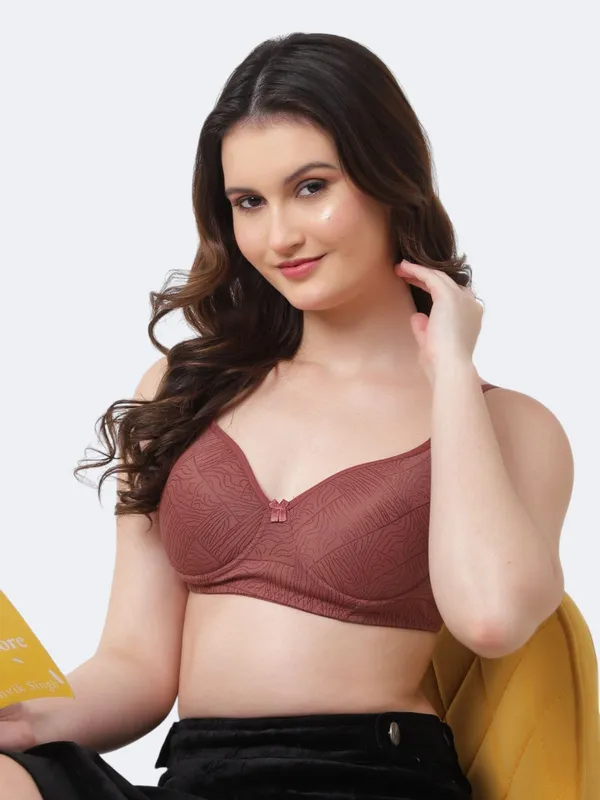 Brown_Premium_Cotton_Textured_Full_Coverage_Bow_Detail_Bra_For_Women