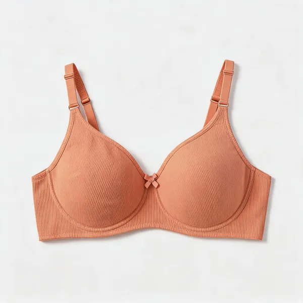 Peach_Premium_Cotton_Textured_Full_Coverage_Bra_For_Women