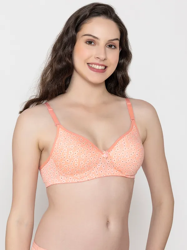 Peach_Premium_Cotton_Printed_Bra_For_Women