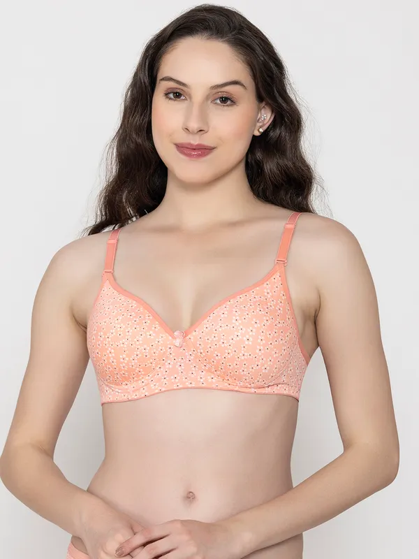 Peach_Premium_Cotton_Printed_Bra_For_Women