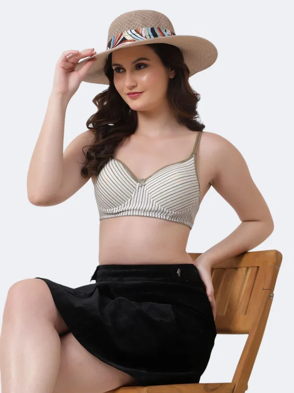 Beige_Premium_Cotton_Striped_Full_Coverage_Bra_For_Women