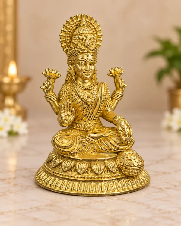 Goddess_Lakshmi_on_Round_Brass_Plate,_Gold_Finish