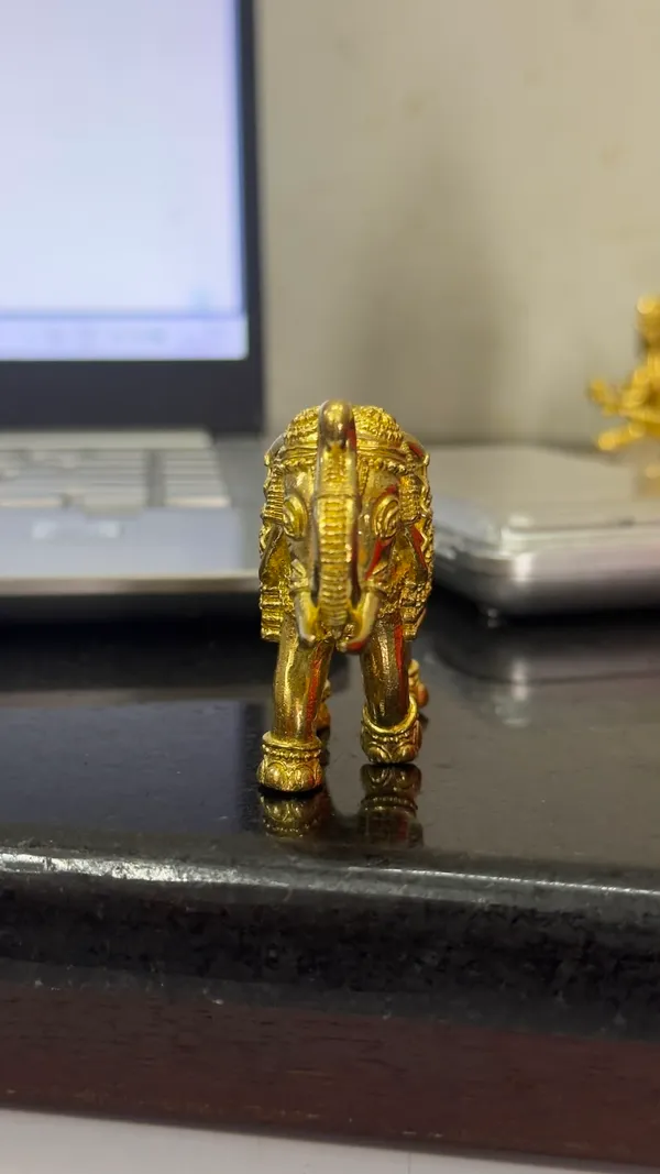Ornate_Brass_Elephant_(Hathi)_Showpiece,_Gold_Finish