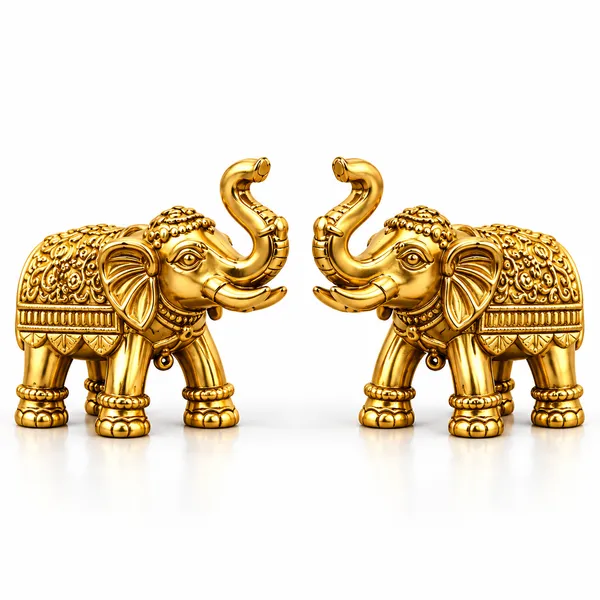 Brass_Elephant_Pair_|_Golden_Hathi_Murti_Set_of_2_|_Lucky_Elephant_Showpiece_with_Raised_Trunk_for_Home_Decor,_Vastu,_Office_&_Gifting