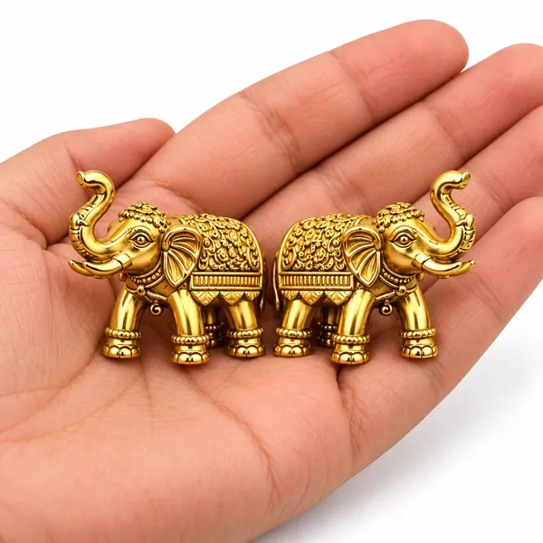 Brass_Elephant_Pair_|_Golden_Hathi_Murti_Set_of_2_|_Lucky_Elephant_Showpiece_with_Raised_Trunk_for_Home_Decor,_Vastu,_Office_&_Gifting