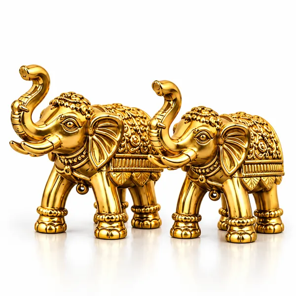 Brass_Elephant_Pair_|_Golden_Hathi_Murti_Set_of_2_|_Lucky_Elephant_Showpiece_with_Raised_Trunk_for_Home_Decor,_Vastu,_Office_&_Gifting
