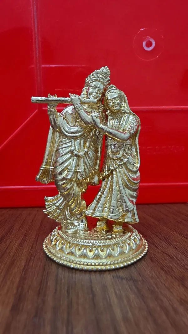 Radha_Krishna_Playing_Flute_-_Brass_Idol,_Gold_Finish