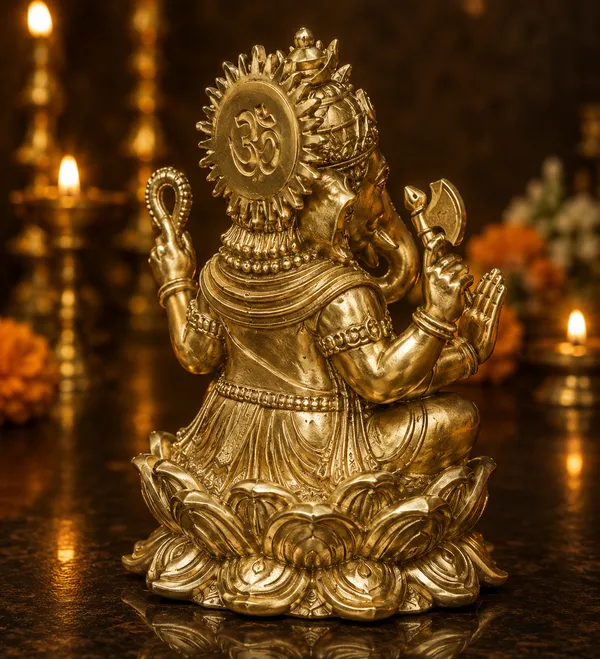 Seated_Ganesha_Brass_Idol,_Gold_Finish