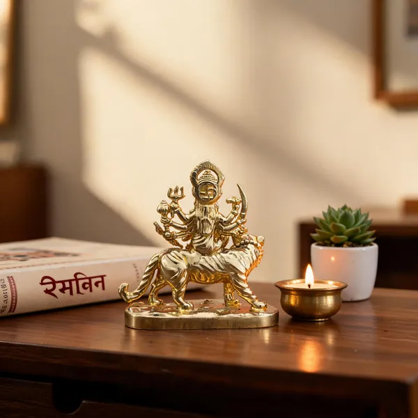 Goddess_Durga_Brass_Idol,_Gold_Finish