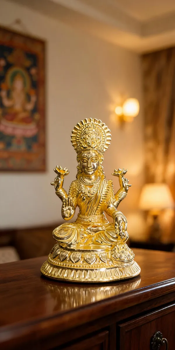 Goddess_Lakshmi_on_Round_Brass_Plate,_Gold_Finish