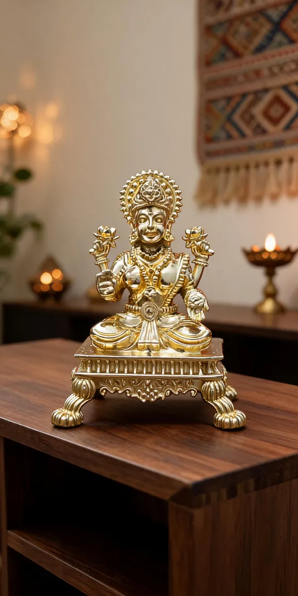 Brass_Lakshmi_Idol,_Gold_Finish