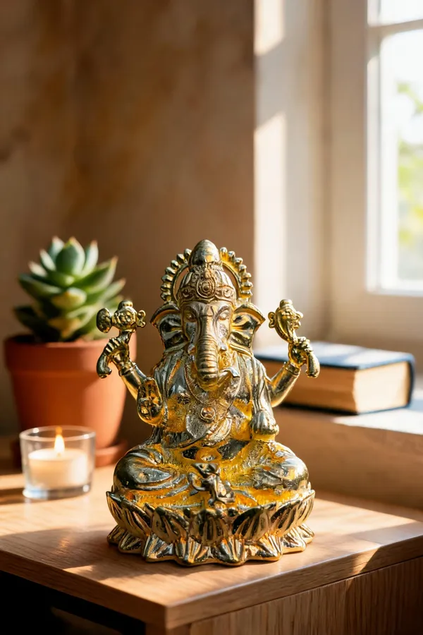 Lord_Ganesha_Seated_on_Lotus_-_Brass_Idol,_Gold_Finish