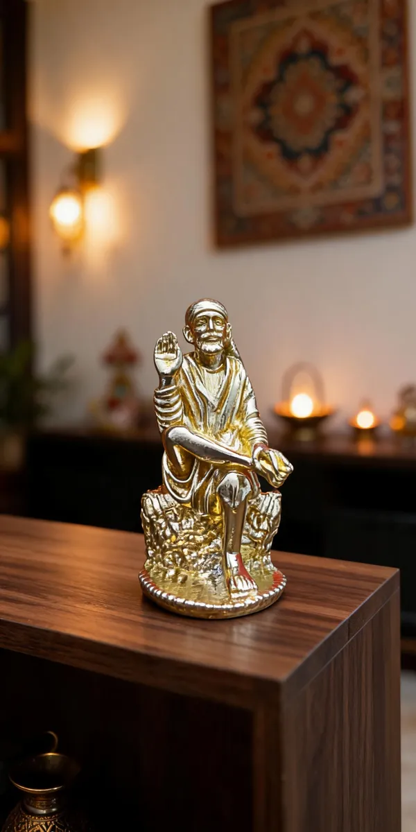 Sai_Baba_Brass_Idol,_Gold_Finish
