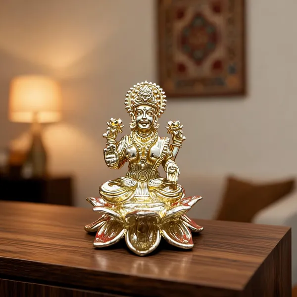 Brass_Lakshmi_Idol,_Gold_Finish