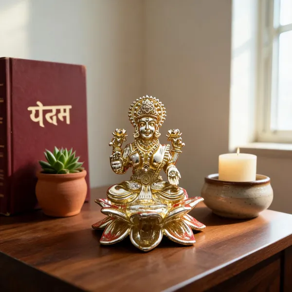 Brass_Lakshmi_Idol,_Gold_Finish