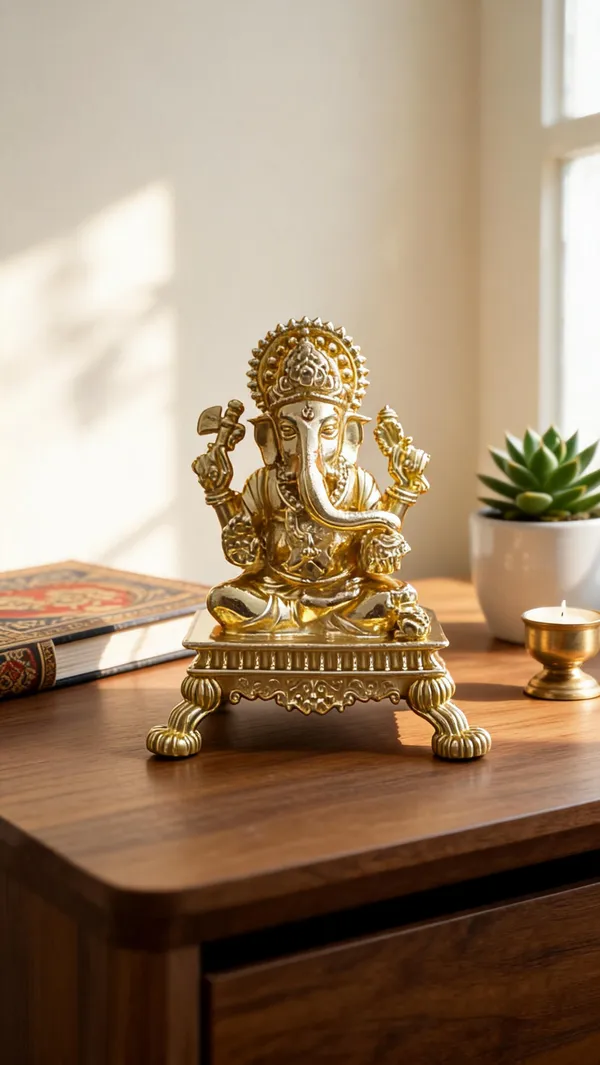 Ornate_Ganesha_Brass_Idol,_Gold_Finish