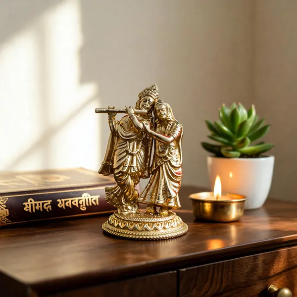 Radha_Krishna_Playing_Flute_-_Brass_Idol,_Gold_Finish