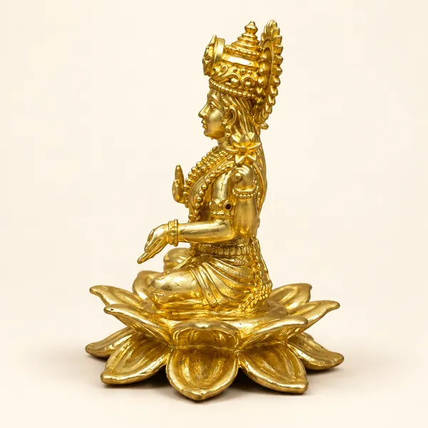Brass_Lakshmi_Idol,_Gold_Finish
