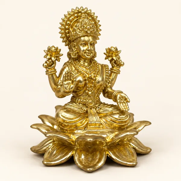 Brass_Lakshmi_Idol,_Gold_Finish