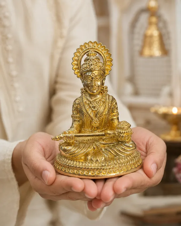 Goddess_Annapurna_Brass_Idol,_Gold_Finish