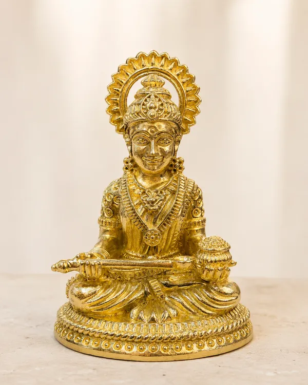 Goddess_Annapurna_Brass_Idol,_Gold_Finish