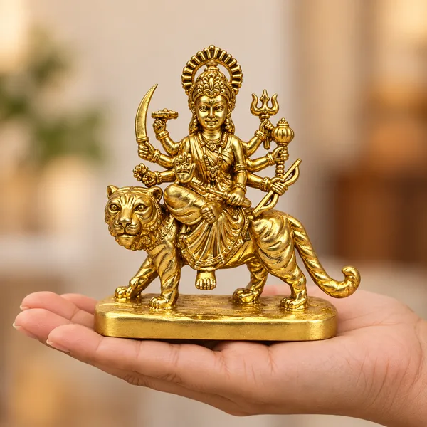 Goddess_Durga_Brass_Idol,_Gold_Finish