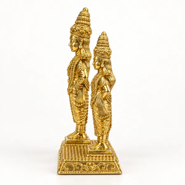 Vitthal_Rukmini_Brass_Idol_Pair,_Gold_Finish