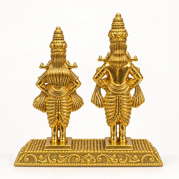 Vitthal_Rukmini_Brass_Idol_Pair,_Gold_Finish