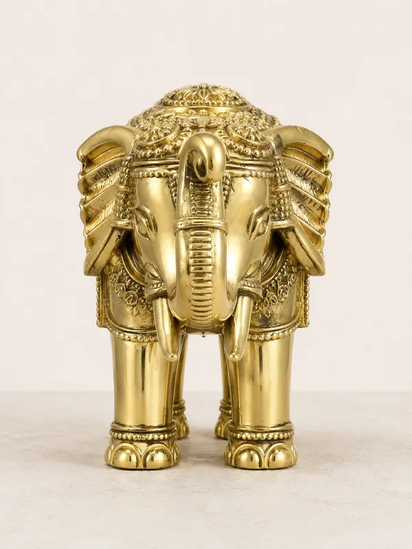 Ornate_Brass_Elephant_(Hathi)_Showpiece,_Gold_Finish