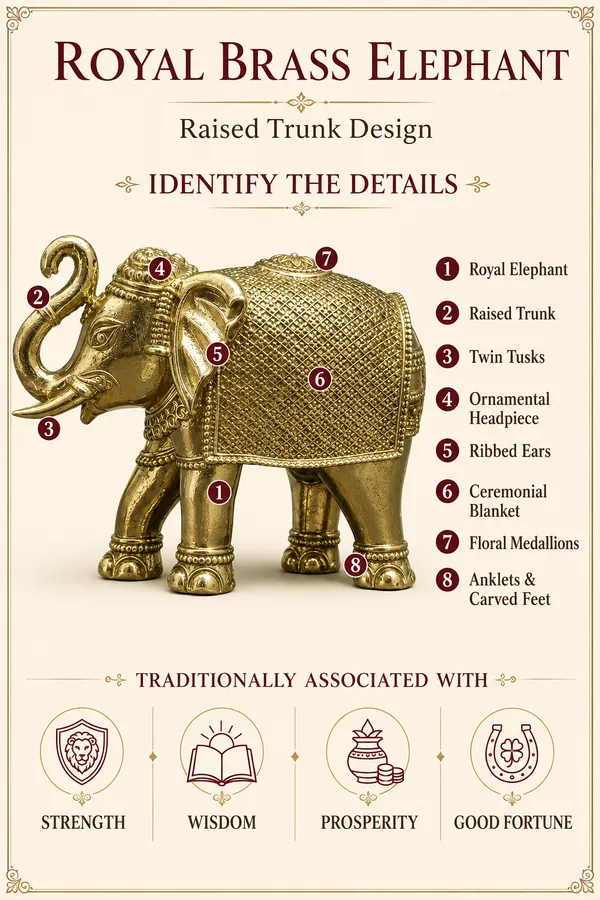 Ornate_Brass_Elephant_(Hathi)_Showpiece,_Gold_Finish