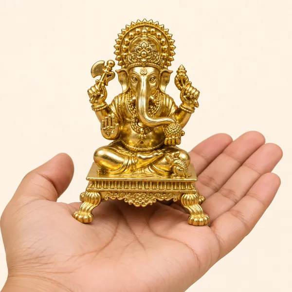 Ornate_Ganesha_Brass_Idol,_Gold_Finish