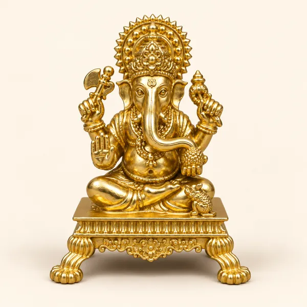 Ornate_Ganesha_Brass_Idol,_Gold_Finish